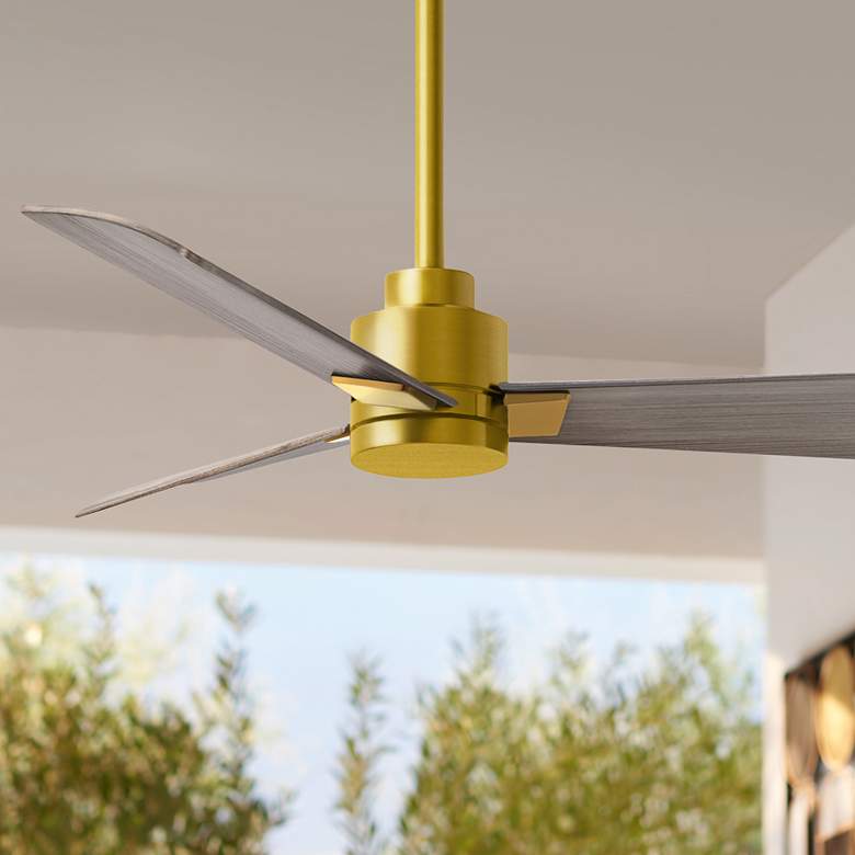 Image 1 42" Matthews Alessandra Brushed Brass Gray Ash Ceiling Fan with Remote