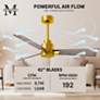 42" Matthews Alessandra Brushed Brass Gray Ash Ceiling Fan with Remote