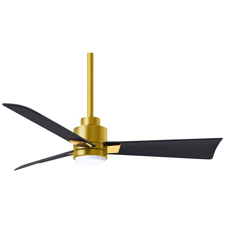 Image 1 42 inch Matthews Alessandra Damp LED Black Brass Ceiling Fan with Remote