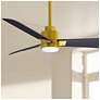 42" Matthews Alessandra Damp LED Black Brass Ceiling Fan with Remote