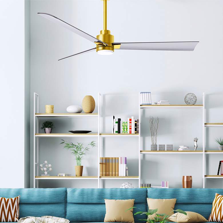 Image 7 42" Matthews Alessandra Damp LED Brass Nickel Ceiling Fan with Remote more views