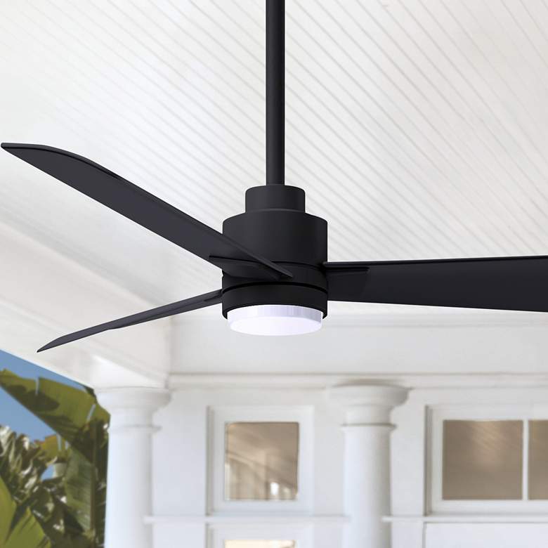 Image 1 42" Matthews Alessandra Damp LED Matte Black Ceiling Fan with Remote