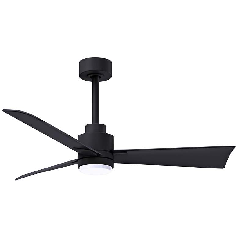 Image 1 42" Matthews Alessandra Damp LED Matte Black Nickel Fan with Remote