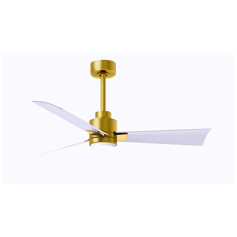 Image 1 42" Matthews Alessandra Damp LED White and Brass Fan with Remote