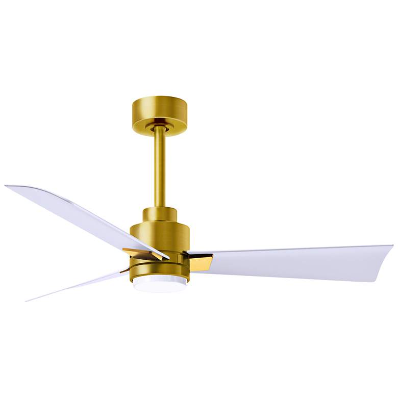 Image 1 42" Matthews Alessandra Damp LED White and Brass Fan with Remote