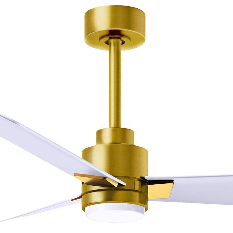Image 2 42" Matthews Alessandra Damp LED White and Brass Fan with Remote more views