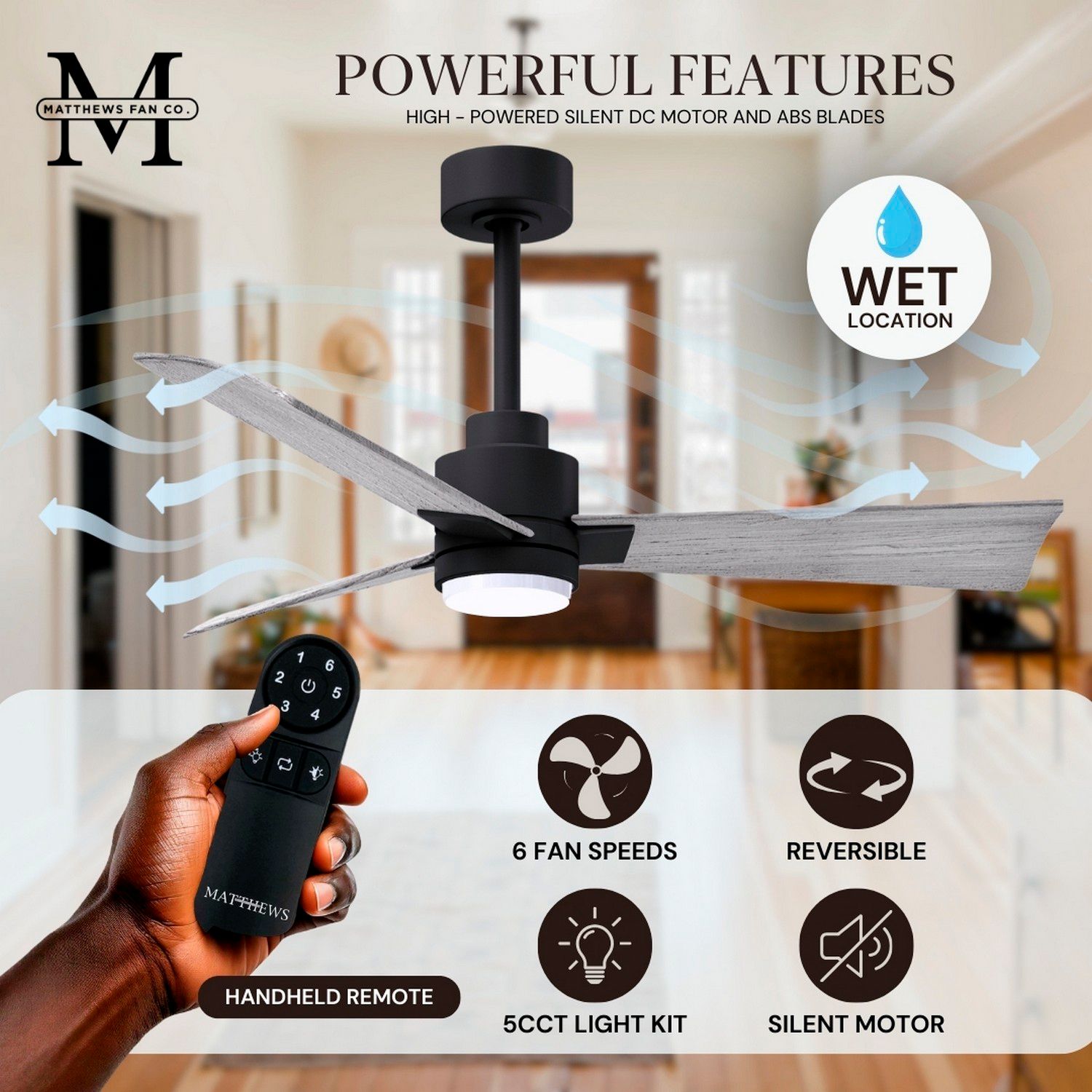 42" Matthews Alessandra LED Black Barnwood Ceiling Fan with Remote