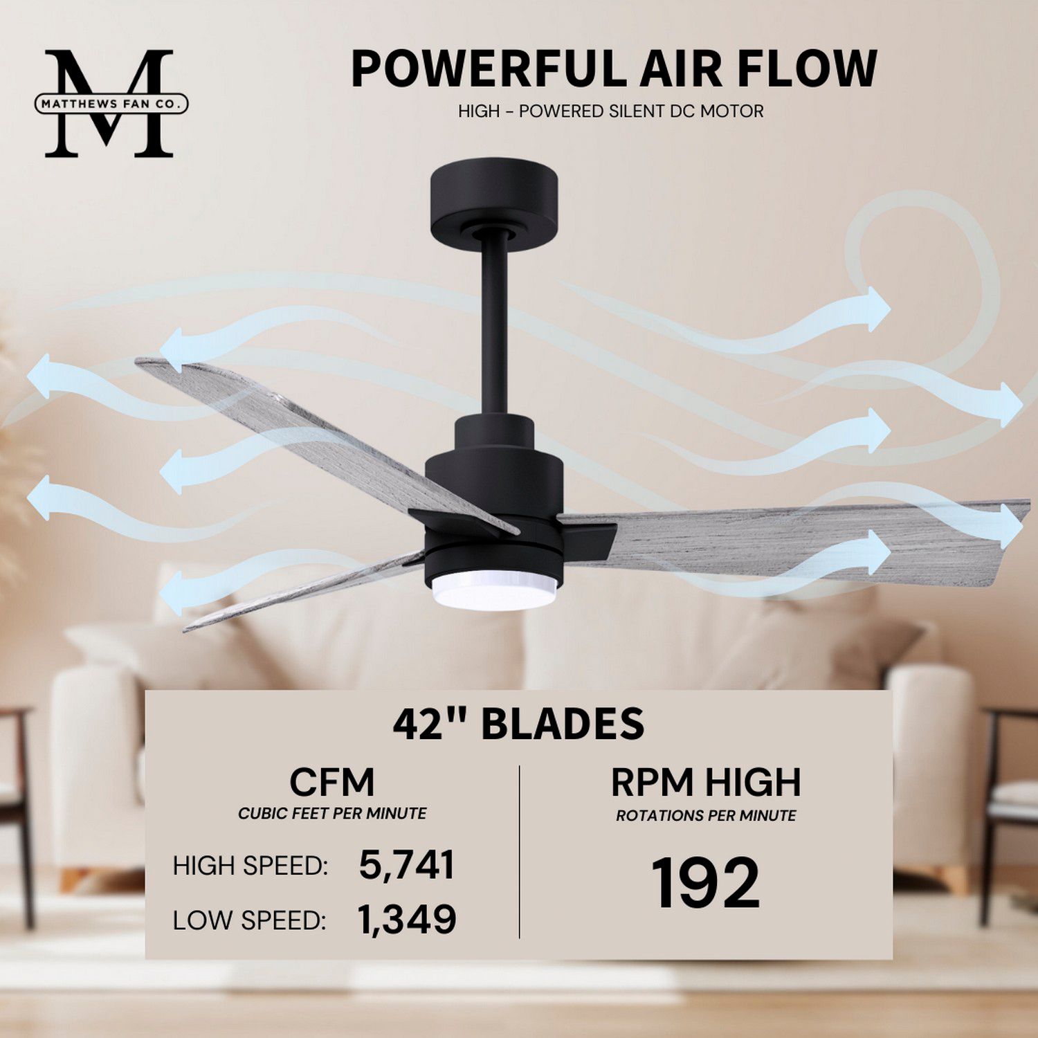 42" Matthews Alessandra LED Black Barnwood Ceiling Fan with Remote