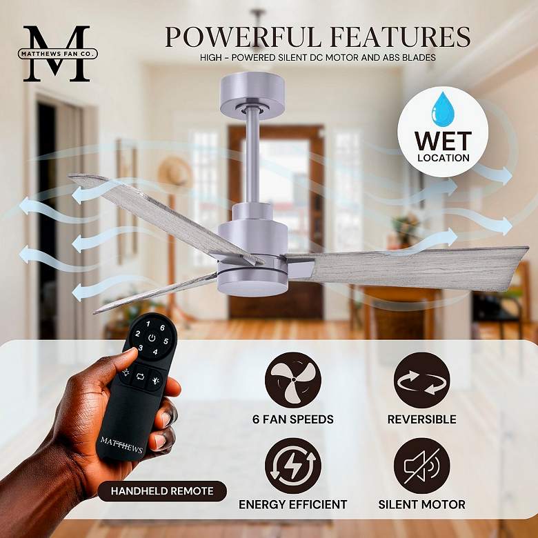 Image 7 42" Matthews Alessandra Nickel and Barnwood Ceiling Fan with Remote more views