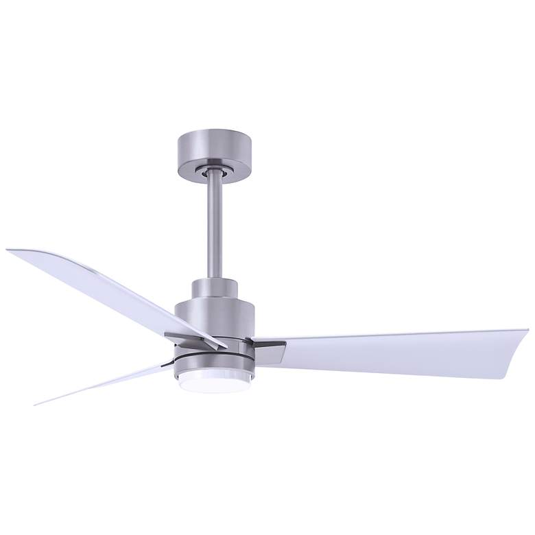 Image 1 42 inch Matthews Alessandra Wet LED Nickel White Ceiling Fan with Remote