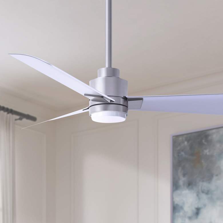 Image 1 42 inch Matthews Alessandra Wet LED Nickel White Ceiling Fan with Remote