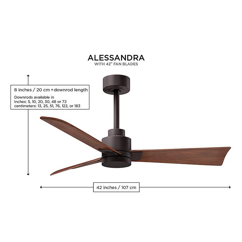 Image 4 42 inch Matthews Alessandra Wet Matte Black Walnut Ceiling Fan with Remote more views