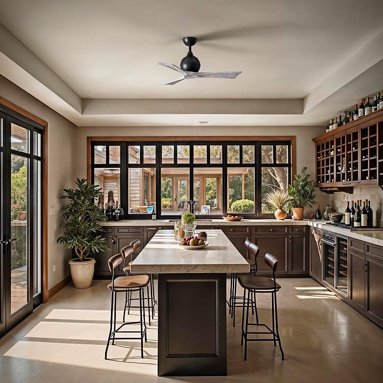 Image 4 42" Matthews Irene 3 Matte Black and Barnwood Remote Ceiling Fan more views