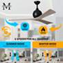 42" Matthews Irene-3 Wet Rated Black and Gray Ceiling Fan with Remote