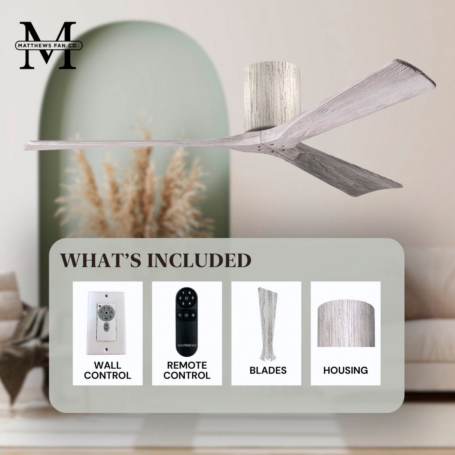 42" Matthews Irene 3H Barnwood Hugger Ceiling Fan with Remote