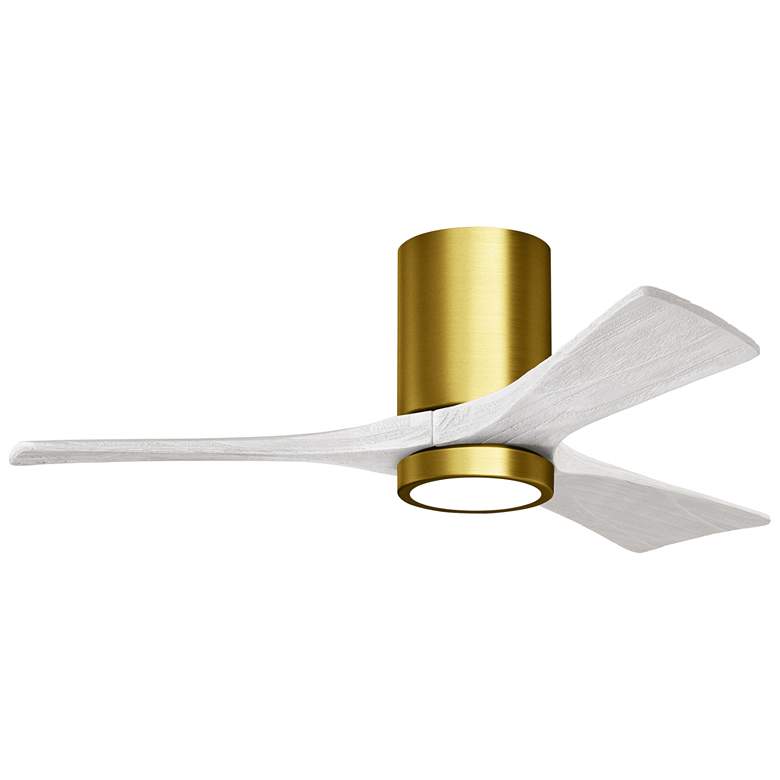 Image 1 42" Matthews Irene 3H Brass and White Remote Hugger LED Ceiling Fan