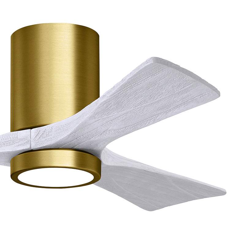 Image 3 42" Matthews Irene 3H Brass and White Remote Hugger LED Ceiling Fan more views