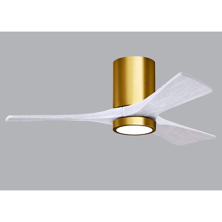 Image 7 42" Matthews Irene 3H Brass and White Remote Hugger LED Ceiling Fan more views