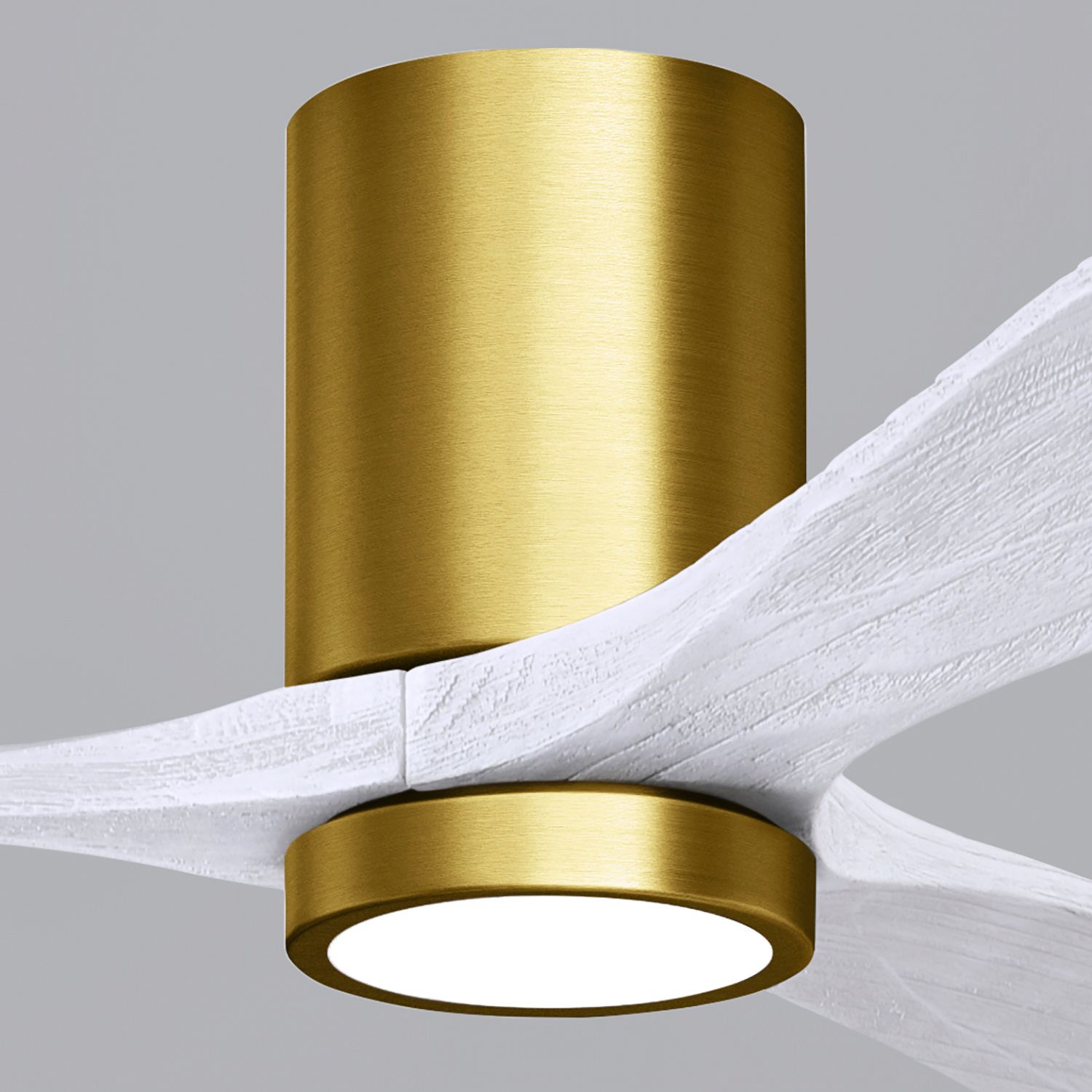 42" Matthews Irene 3H Brass and White Remote Hugger LED Ceiling Fan