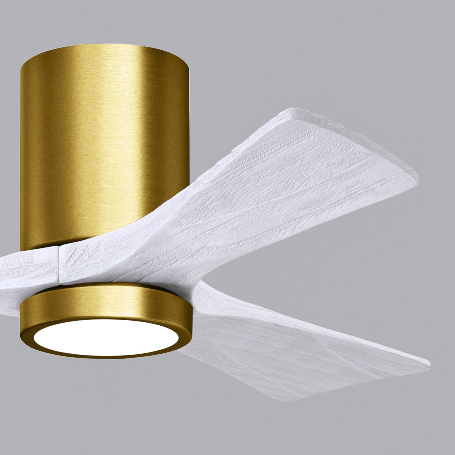 42" Matthews Irene 3H Brass and White Remote Hugger LED Ceiling Fan