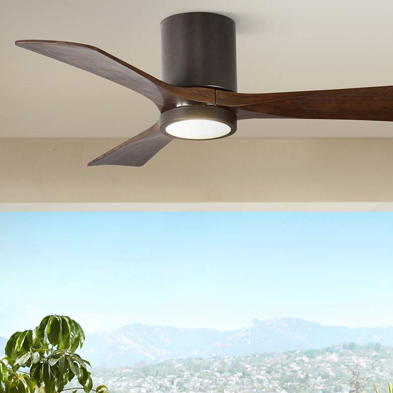 Image 1 42" Matthews Irene 3H Bronze and Walnut Remote Hugger LED Ceiling Fan
