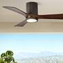 42" Matthews Irene 3H Bronze and Walnut Remote Hugger LED Ceiling Fan