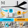 42" Matthews Irene 3H Chrome and Matte Black Remote Hugger Ceiling Fan