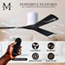 42" Matthews Irene 3H Gloss White and Black Remote Hugger Ceiling Fan