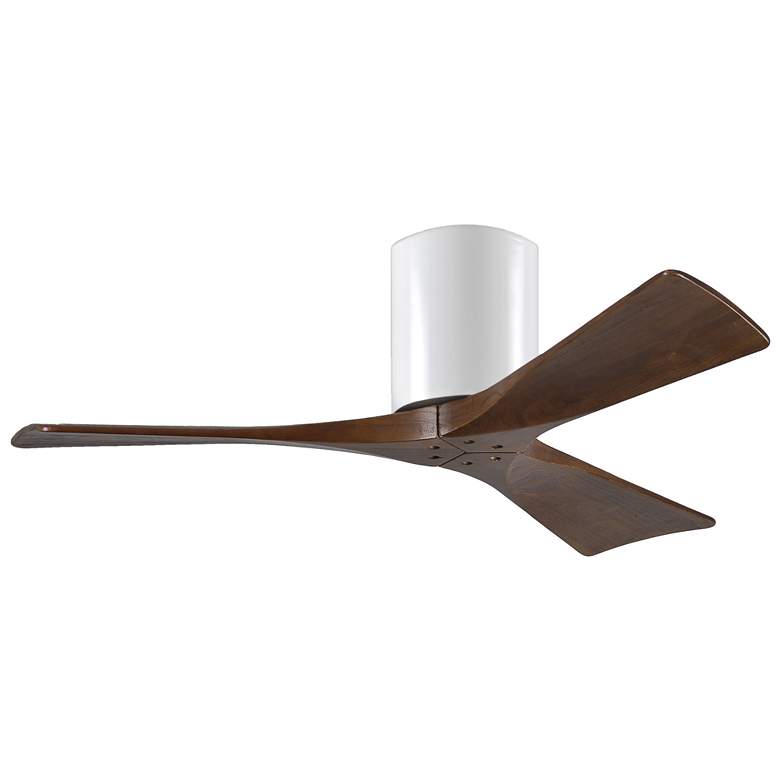 Image 1 42 inch Matthews Irene 3H Gloss White and Walnut Remote Hugger Ceiling Fan