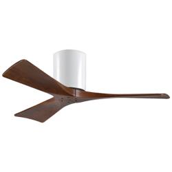 42" Matthews Irene 3H Gloss White and Walnut Remote Hugger Ceiling Fan