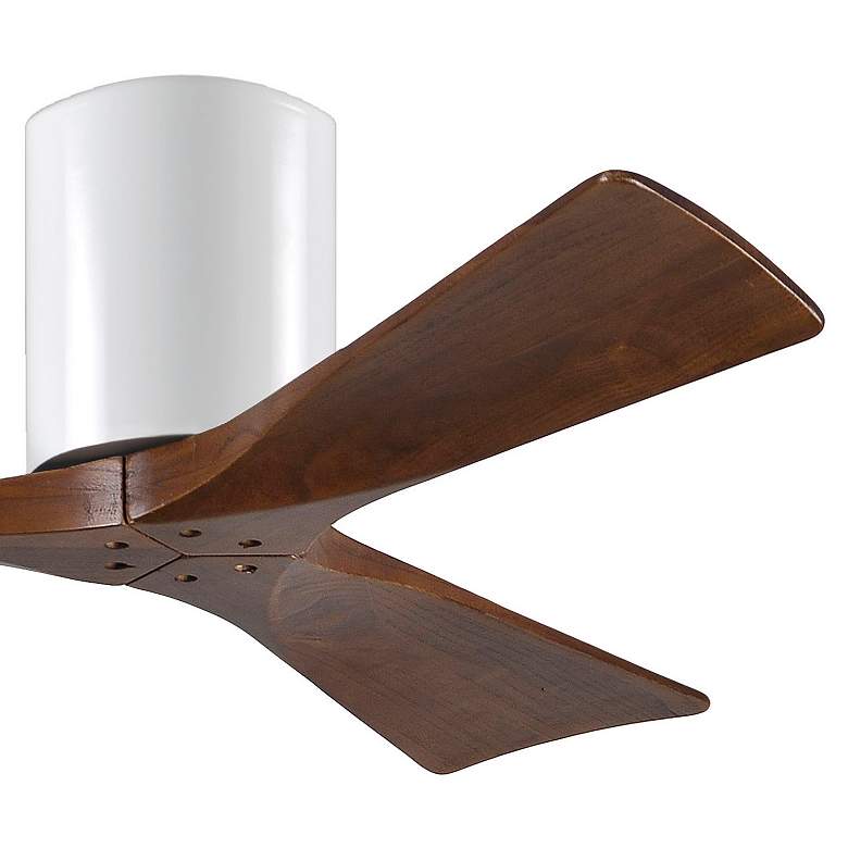 Image 3 42" Matthews Irene 3H Gloss White and Walnut Remote Hugger Ceiling Fan more views