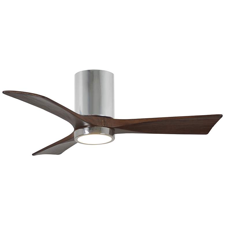 Image 1 42" Matthews Irene 3H LED Chrome Walnut Hugger Ceiling Fan with Remote