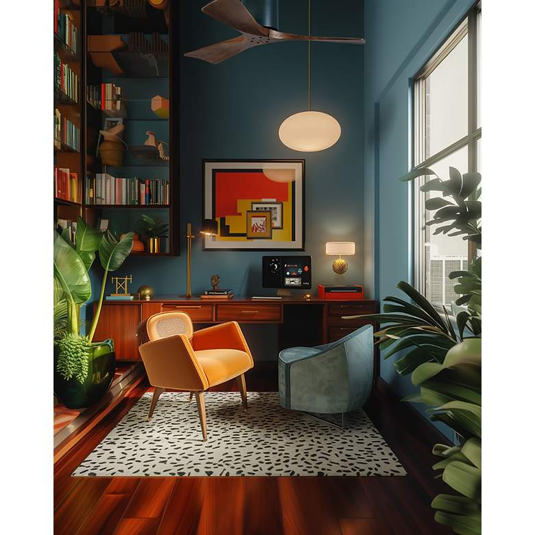 Image 7 42" Matthews Irene-3H Matte Black Damp Hugger Ceiling Fan with Remote more views