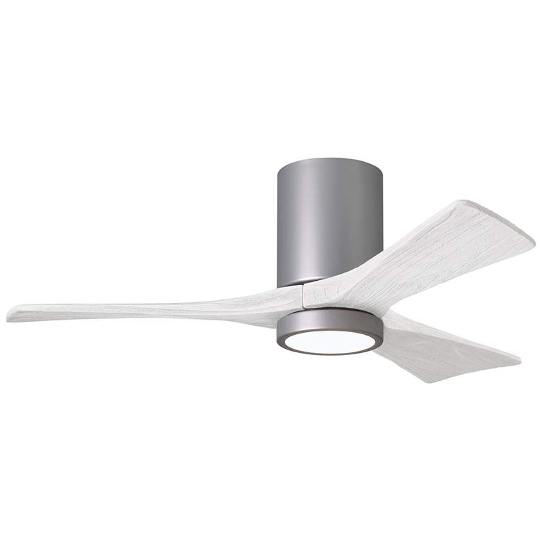 Image 1 42" Matthews Irene 3H Nickel and White Remote Hugger LED Ceiling Fan