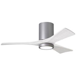 42&quot; Matthews Irene 3H Nickel and White Remote Hugger LED Ceiling Fan