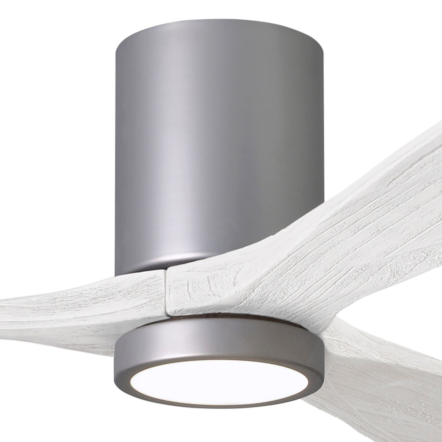 Image 2 42" Matthews Irene 3H Nickel and White Remote Hugger LED Ceiling Fan more views