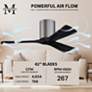 42" Matthews Irene 3H Pewter and Black Remote Hugger Ceiling Fan