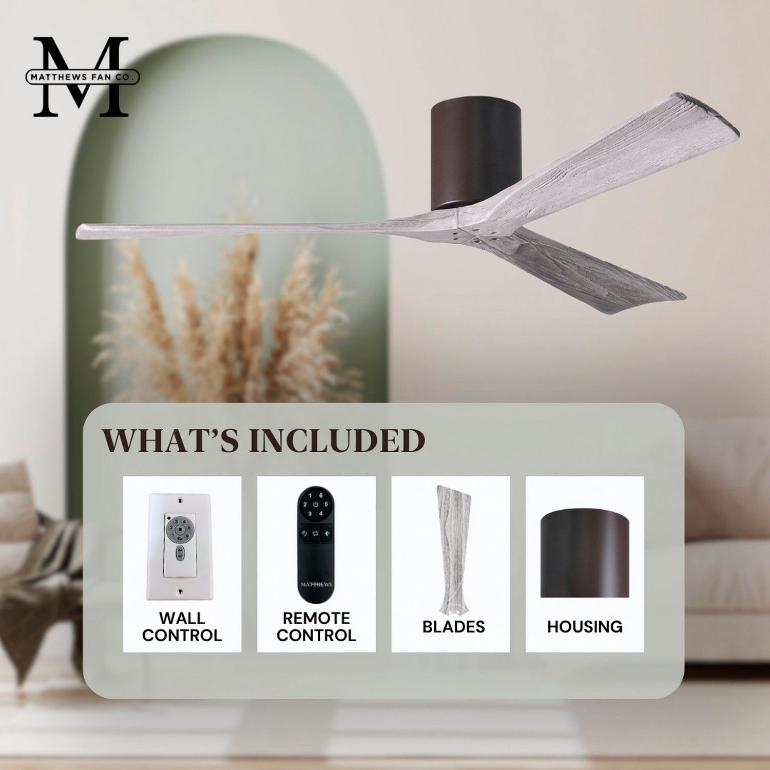 42" Matthews Irene 3H Textured Bronze Remote Hugger Ceiling Fan