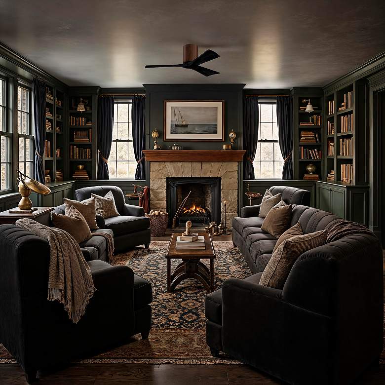 Image 6 42" Matthews Irene 3H Walnut and Matte Black Remote Hugger Ceiling Fan more views