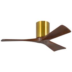 42" Matthews Irene 3H Walnut Brass Damp Hugger Ceiling Fan with Remote