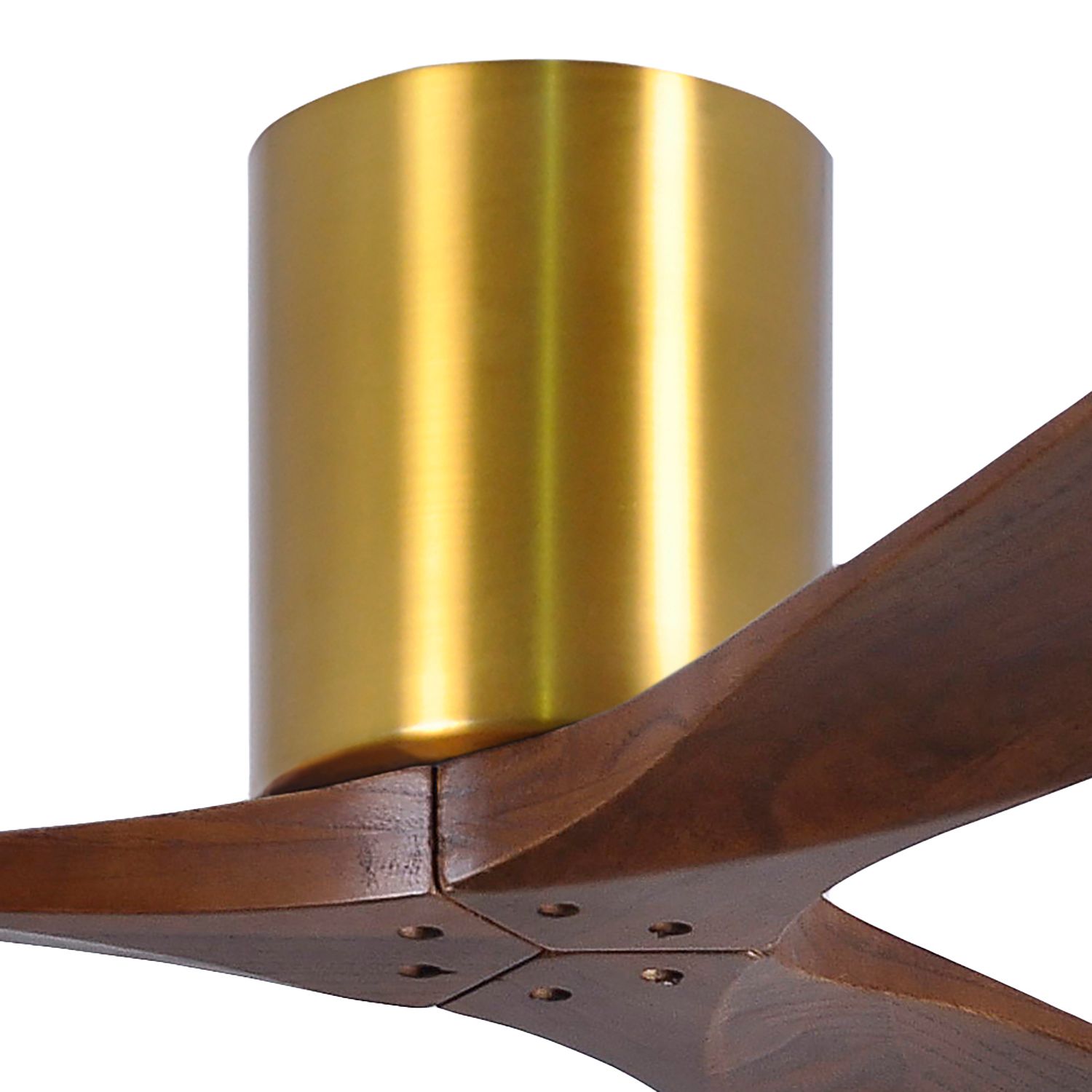 Image 2 42" Matthews Irene 3H Walnut Brass Damp Hugger Ceiling Fan with Remote more views