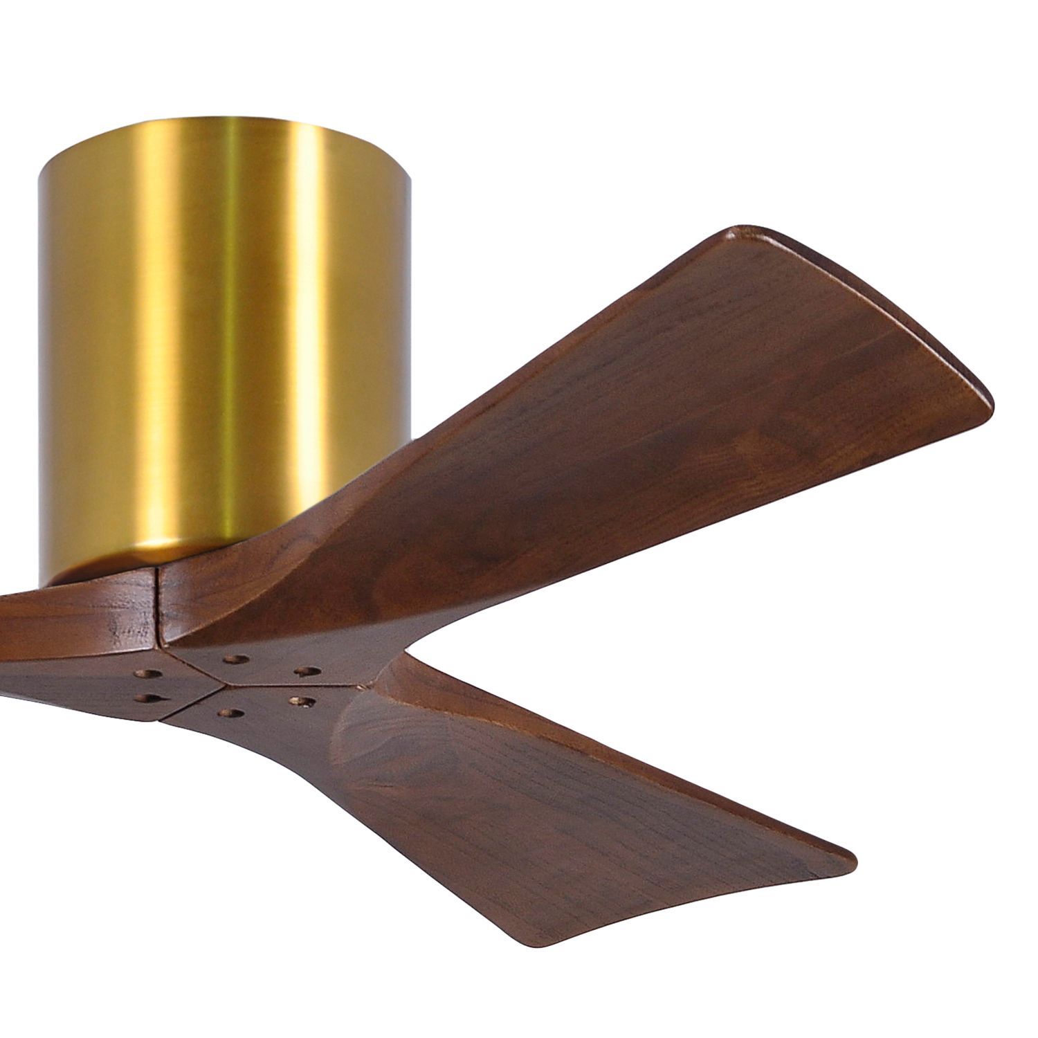 Image 3 42" Matthews Irene 3H Walnut Brass Damp Hugger Ceiling Fan with Remote more views