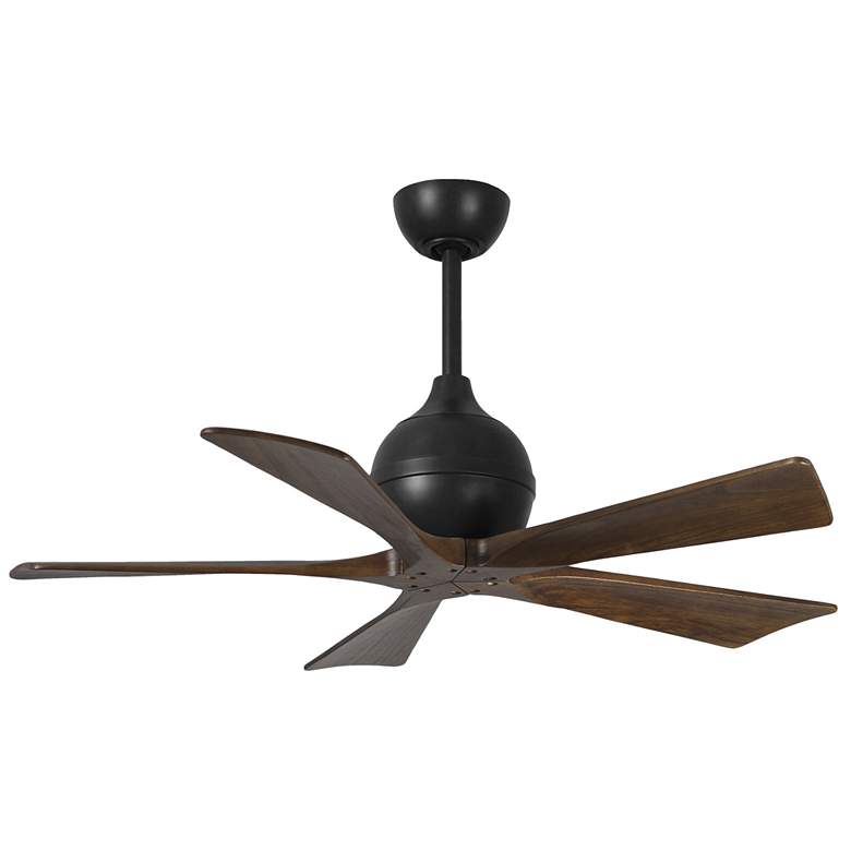 Image 1 42" Matthews Irene-5 Matte Black and Walnut Damp Remote Ceiling Fan