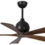 42" Matthews Irene-5 Matte Black and Walnut Damp Remote Ceiling Fan