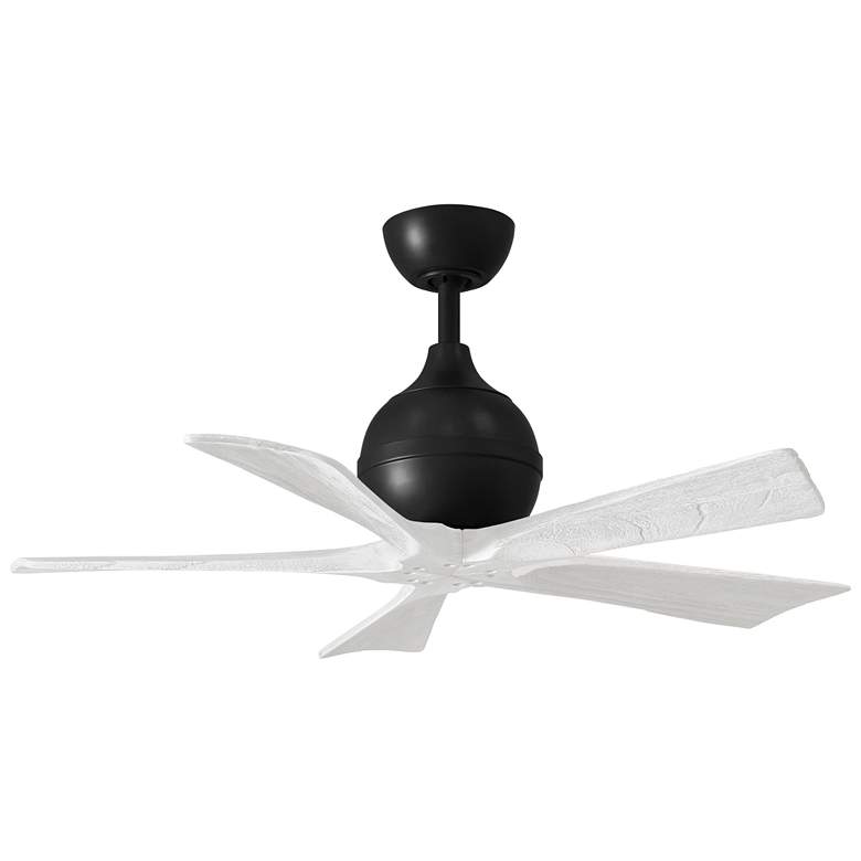 Image 1 42 inch Matthews Irene-5 Matte Black and White Damp Remote Ceiling Fan