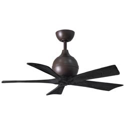 42&quot; Matthews Irene-5 Textured Bronze and Black Damp Remote Ceiling Fan