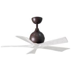 42" Matthews Irene-5 Textured Bronze and White Damp Remote Ceiling Fan