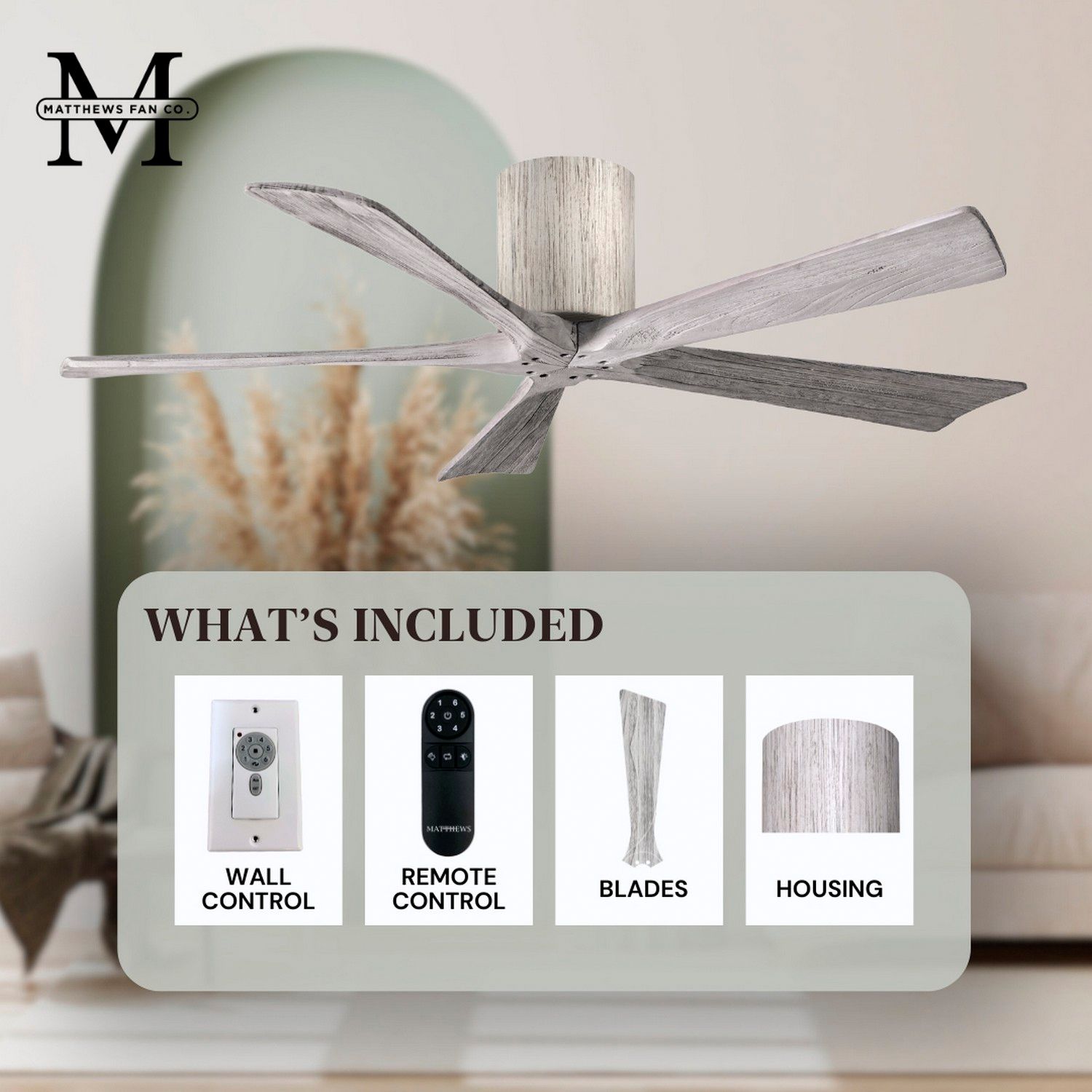 Image 7 42" Matthews Irene-5H Barnwood Hugger Ceiling Fan with Remote more views