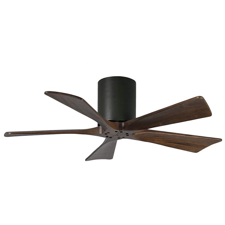 Image 1 42 inch Matthews Irene-5H Black and Walnut Hugger Ceiling Fan with Remote