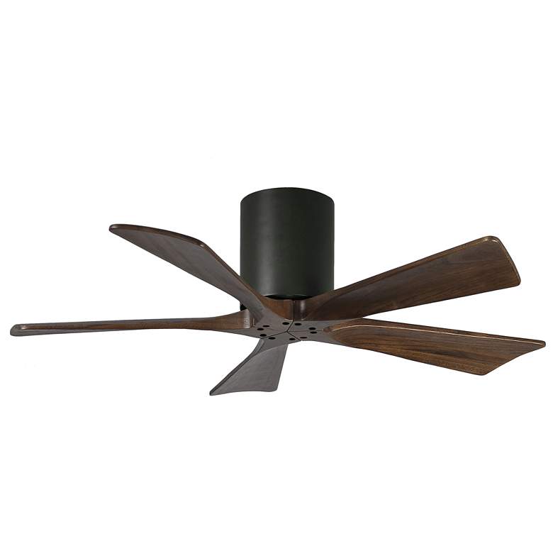 Image 1 42" Matthews Irene-5H Black and Walnut Hugger Ceiling Fan with Remote